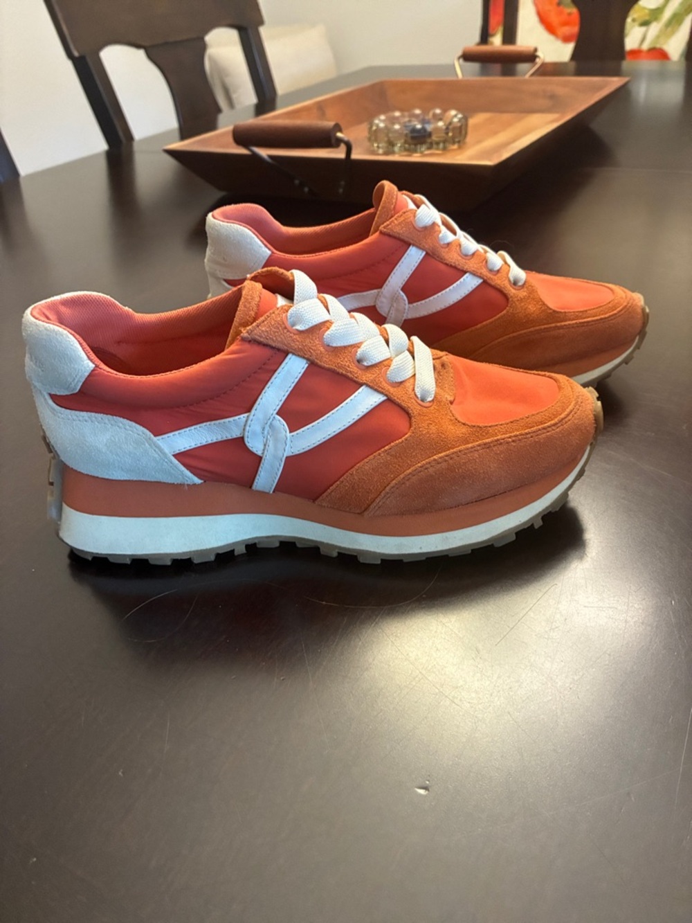 Veronica Beard Orange and White Women's Athletic Sneakers